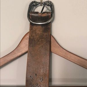 Hand made leather belt with horse detail
